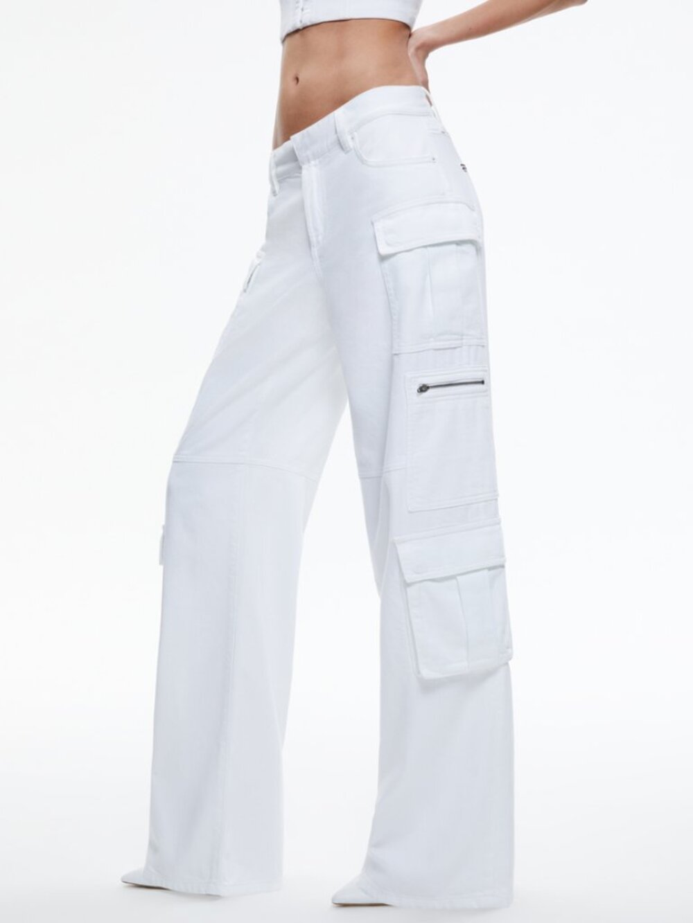 Alice + Olivia Cay Cargo Jean White